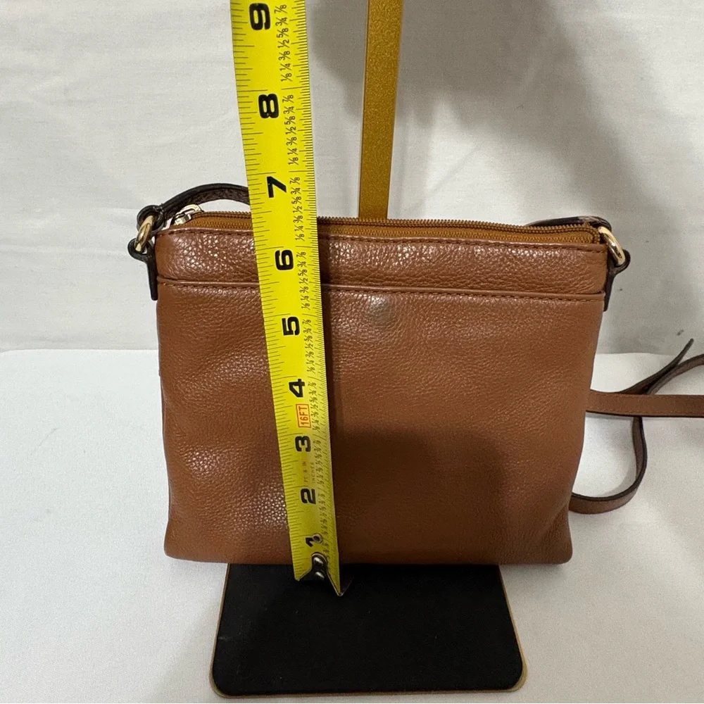 Michael Kors brown leather crossbody bag with gold-tone hardware